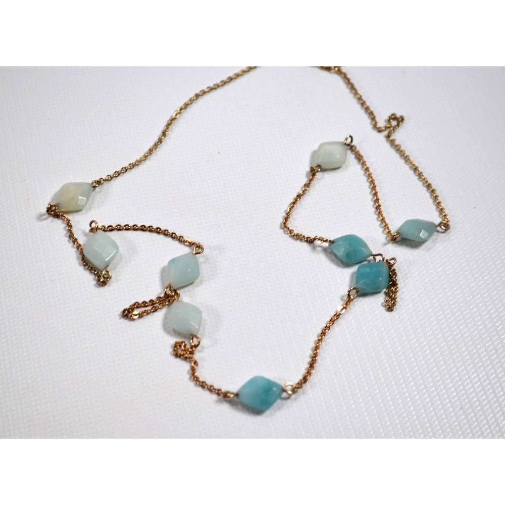 Banana Republic Gold‎ Tone Chain Necklace Diamond Shaped Faceted Stone 28"
